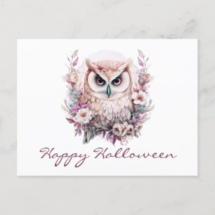 Vackert Uggla Blommigt Happy halloween Helg Vykort
