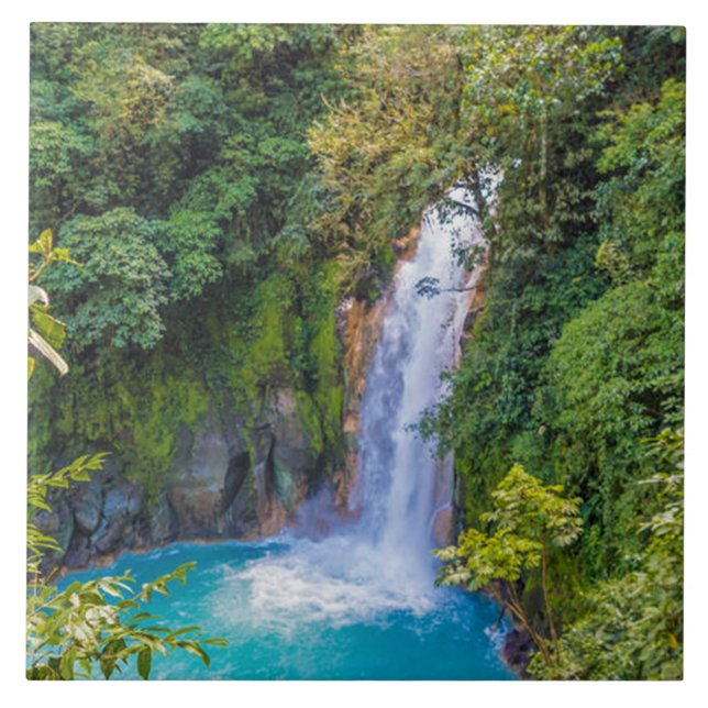 Vackert uppmjukande blått, unikt vattenfall i Jung Kakelplatta (Framsidan)