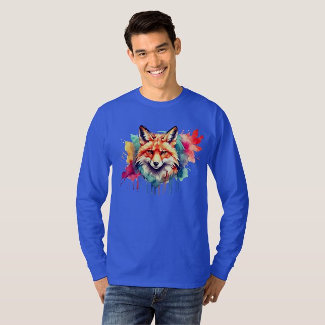 Vackert uppmjukande vattenfärgsräv t shirt (Hel framsida)