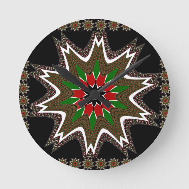Vackert, vackert Kenya Cultural Motif Geometrical Rund Klocka (Framsida)