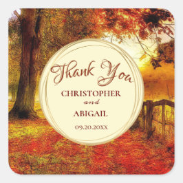 Vackert Väg hösten färgstark Träd blommar bröllope Fyrkantigt Klistermärke