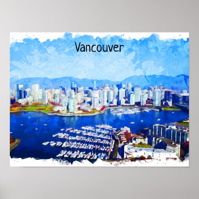 Vackert Vancouver Kanada City View Poster (Framsidan)