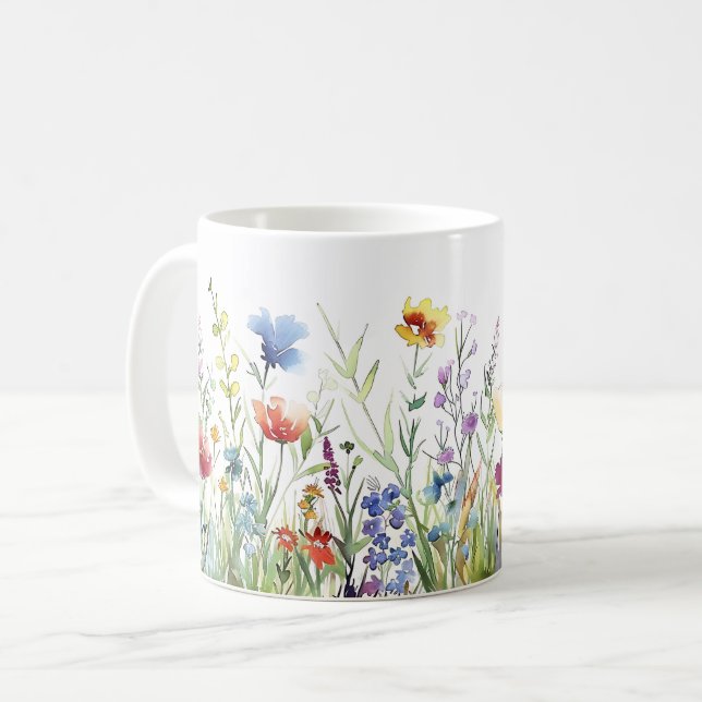 Vackert Vår Meadow Flowers Wrap Kaffemugg (Framsida vänster)