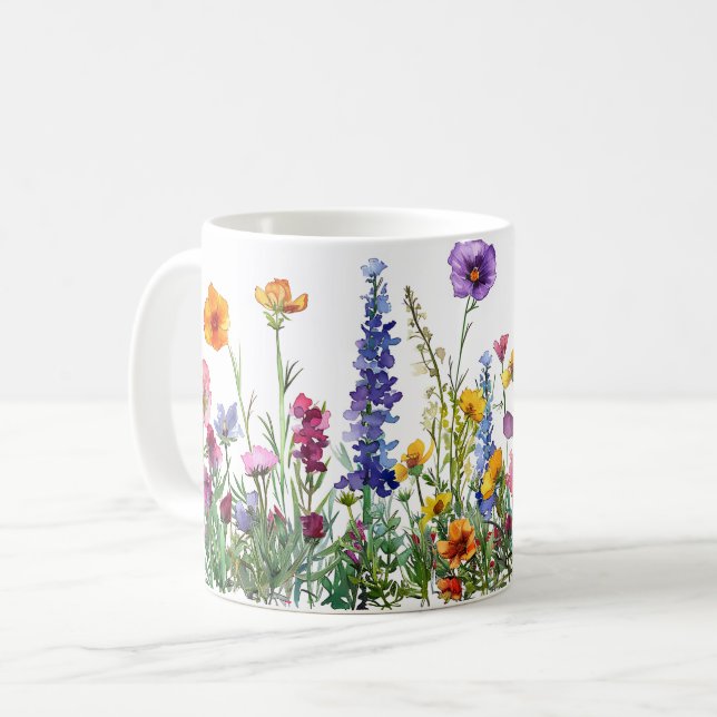 Vackert Vår Meadow Flowers Wrap Kaffemugg (Framsida vänster)