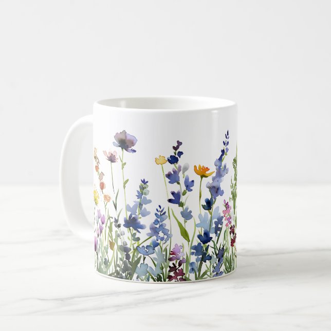 Vackert Vår Meadow Flowers Wrap Kaffemugg (Framsida vänster)