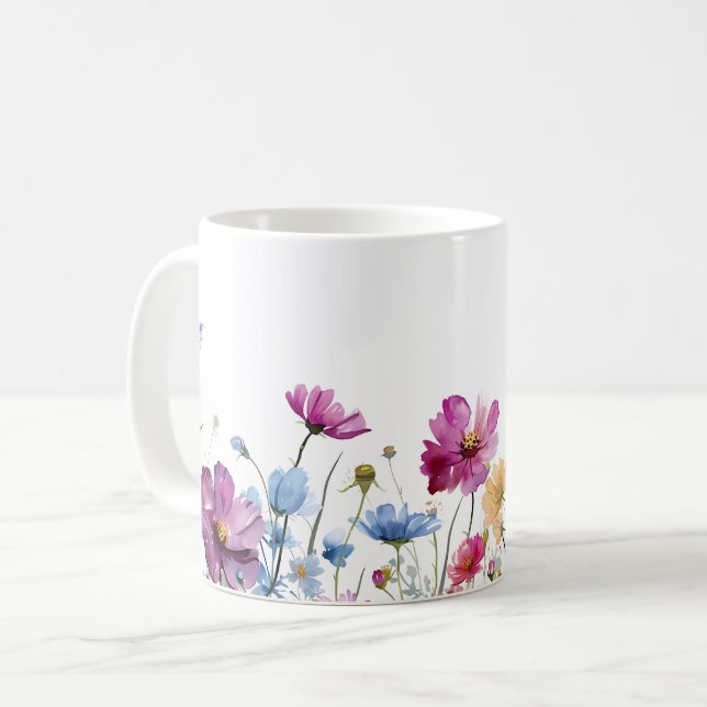Vackert Vår Meadow Flowers Wrap Kaffemugg (Framsida vänster)