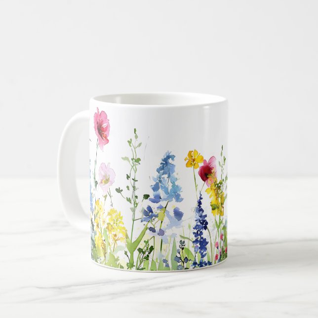 Vackert Vår Meadow Flowers Wrap Kaffemugg (Framsida vänster)