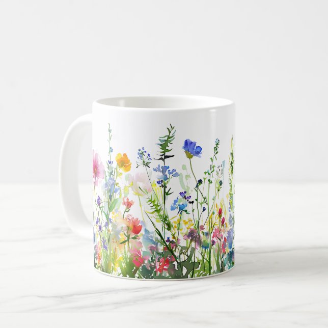 Vackert Vår Meadow Flowers Wrap Kaffemugg (Framsida vänster)