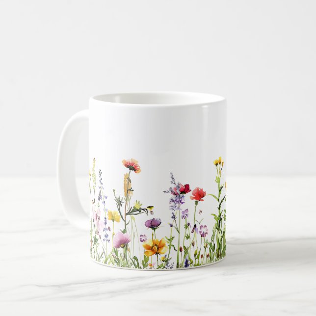 Vackert Vår Meadow Flowers Wrap Kaffemugg (Framsida vänster)