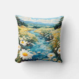 Vackert Vår Meadow Illustration Kudde