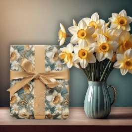 Vackert vårbarocka narcissblommor blommönster presentpapper