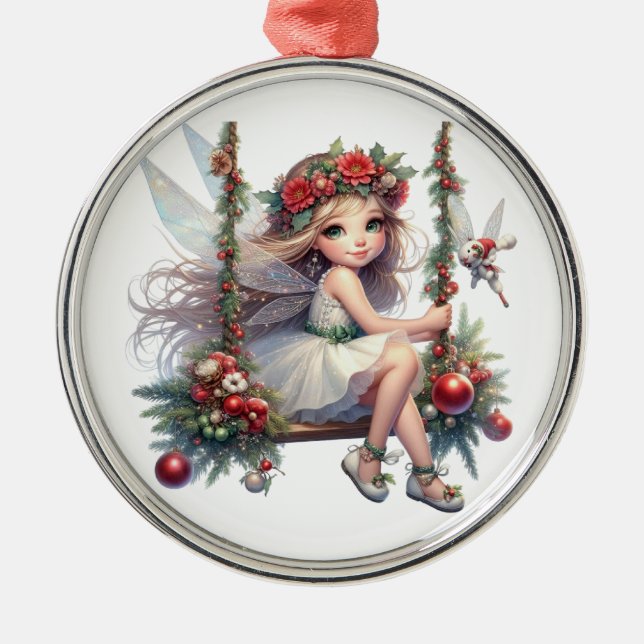 Vackert västerfärgad julafton julgransprydnad metall (Framsidan)