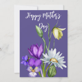 Vackert Vattenfärg Blommor Morsdags Kort Lila