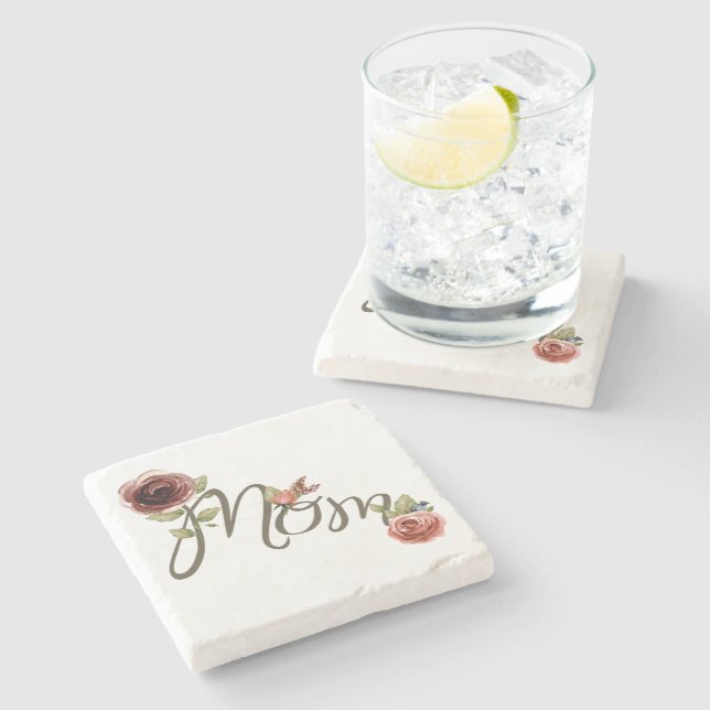 Vackert vattenfärg  Rosa ros Mors dag Stenunderlägg (Sidan)