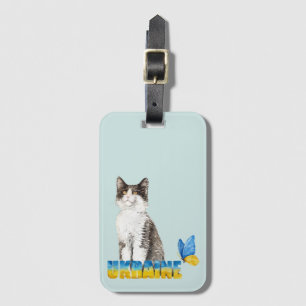 Vackert vattenfärg Ukraina Katt och fjäril  Bagagebricka