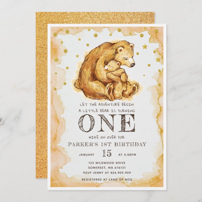 Vackert vattenfärgsbälte födelsedag inbjudningar (Fram/baksida)