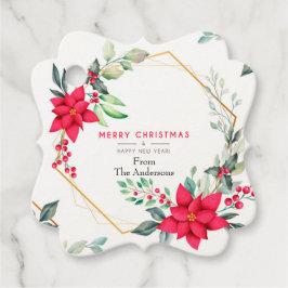 Vackert vattenfärgsjulklapp - favorittagg gåvor etiketter