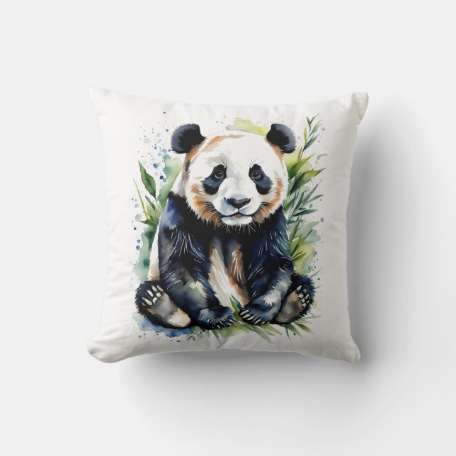Vackert vattenfärgspanda Bear Kudde (Framsida)