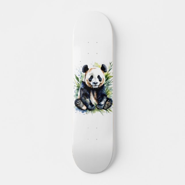 Vackert vattenfärgspanda Bear Mini Skateboard Bräda 18,5 Cm (Framsida)