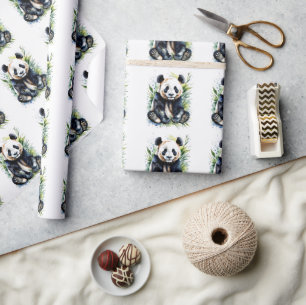 Vackert vattenfärgspanda Bear Presentpapper
