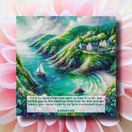 Vackert vattenfärgsseashore Sailboat Påsk Julkort