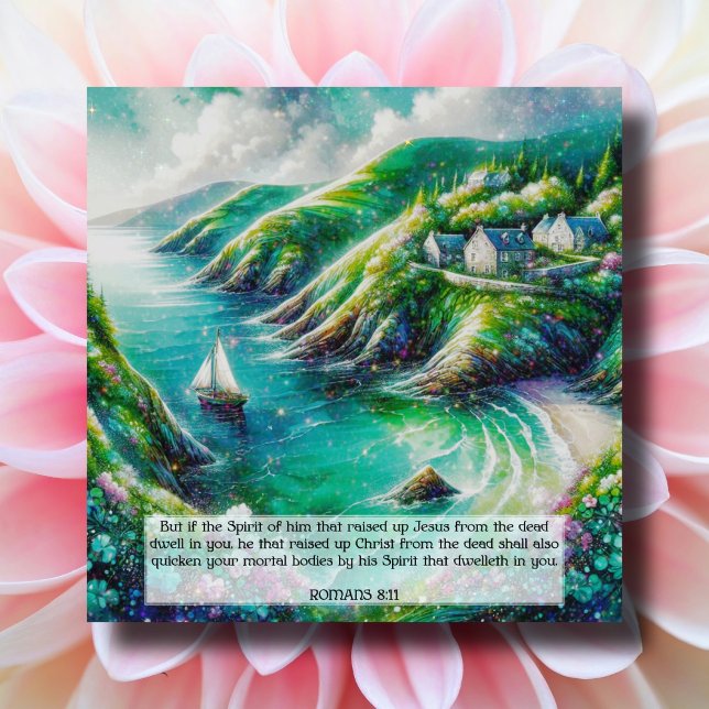 Vackert vattenfärgsseashore Sailboat Påsk Julkort (Skapare uppladdad)