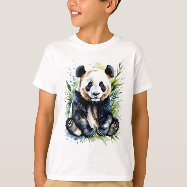 Vackert vattenfärgsskudda pandabjörnen t shirt (Framsida)