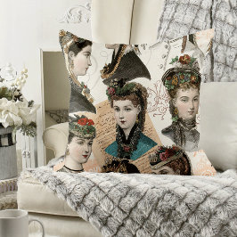 Vackert Victorian Women Vintage Collage Kudde