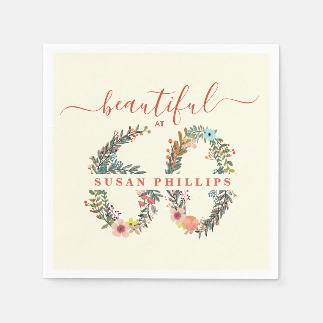 Vackert vid 60 Födelsedagsfester Napkins Pappersservett (Framsidan)