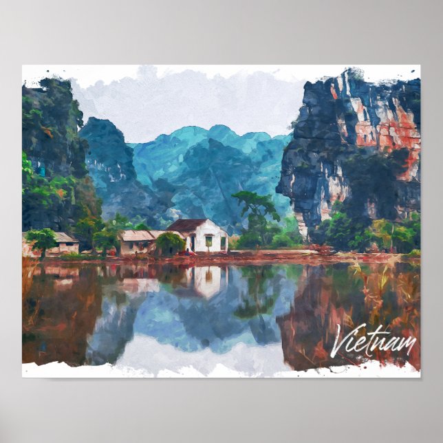 Vackert Vietnam Asia Scenery Travel Poster (Framsidan)