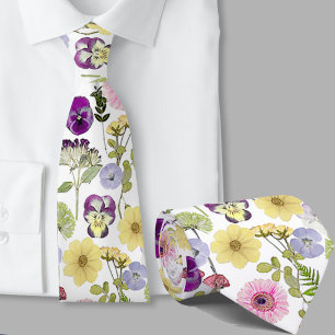 Vackert Vilda Blommor Mönster Blommig Slips