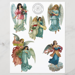 Vackert Vintage Änglar Fussy klippbok Papper