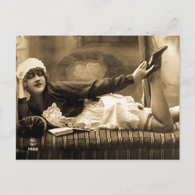 Vackert! Vintage Fransk Risque Vykort (Framsida)