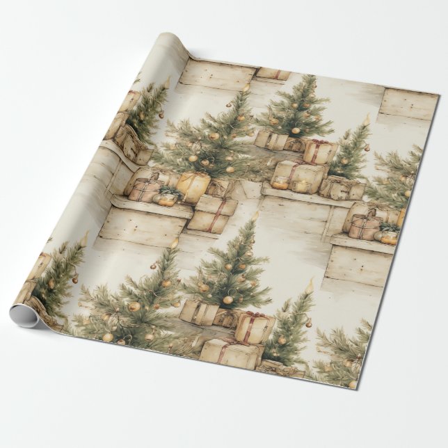 Vackert Vintage jul Presentpapper (Utrullad)