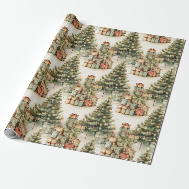 Vackert Vintage jul Presentpapper (Utrullad)