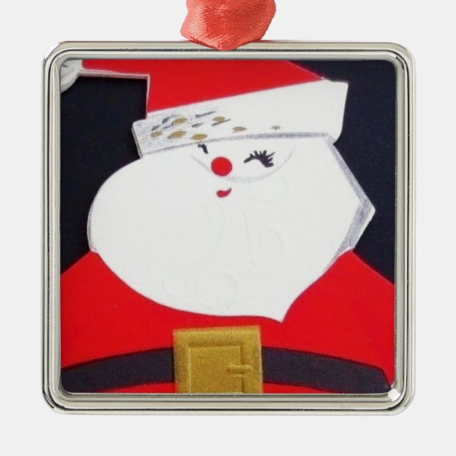 Vackert Vintage jultomten Julgransprydnad Metall (Framsidan)