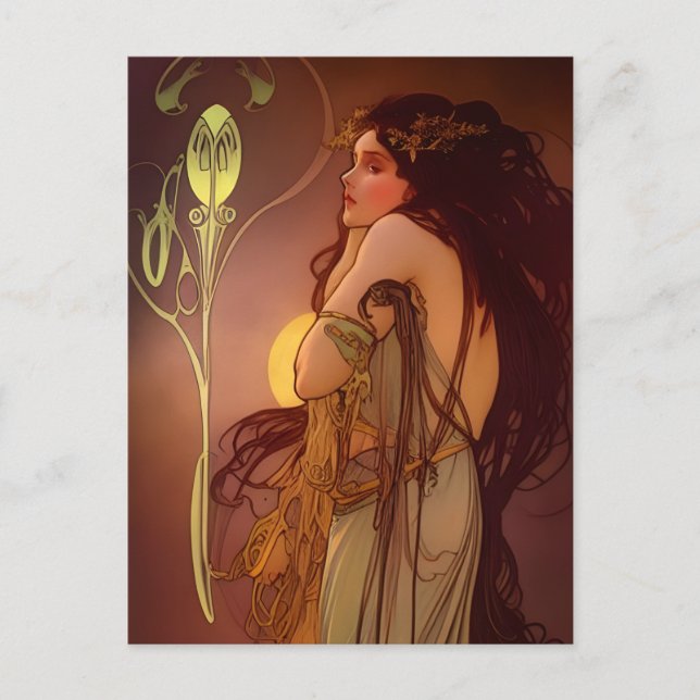 Vackert Vintage Woman-vykort Vykort (Framsida)