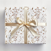 Vackert Vinterbrunt Blommönster med blad