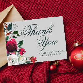 Vackert vintergrönt vattenfärgbröllop med högtidsb tack kort