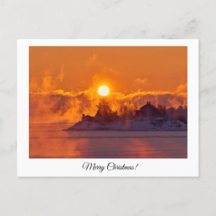 Vackert vinterlandskapskort God jul Vykort
