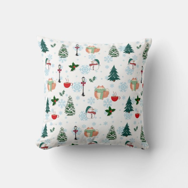 Vackert vintermönsterThrow Pillow Kudde (Framsida)