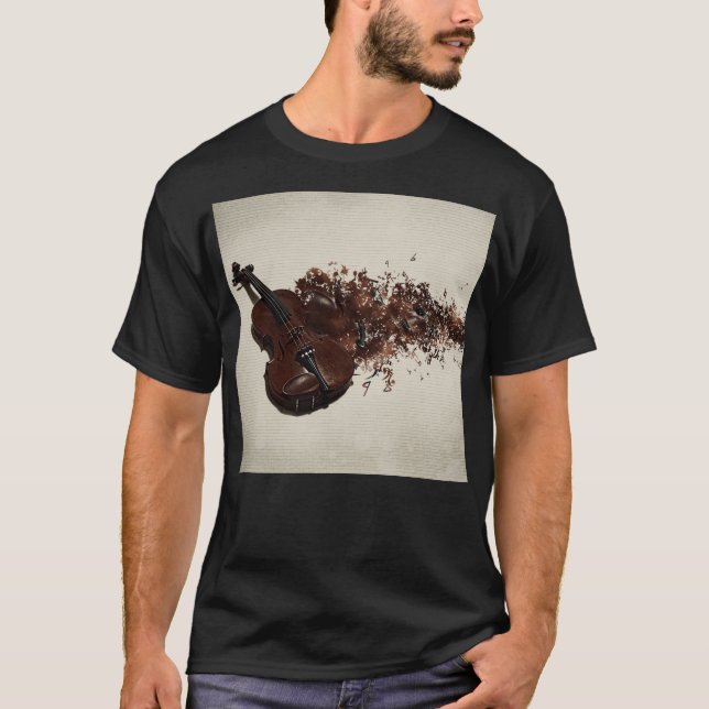 Vackert violin med musikmotiv t shirt (Framsida)