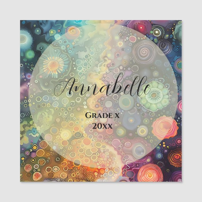 Vackert, vit, färglös Back to school Namnbricka (Framsida)