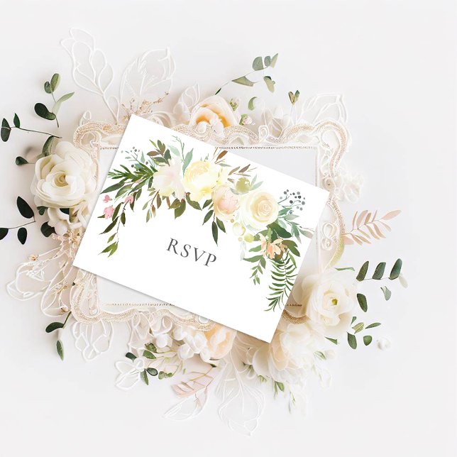 Vackert Vit ros Blommigt Bröllop OSA vykort (Skapare uppladdad)