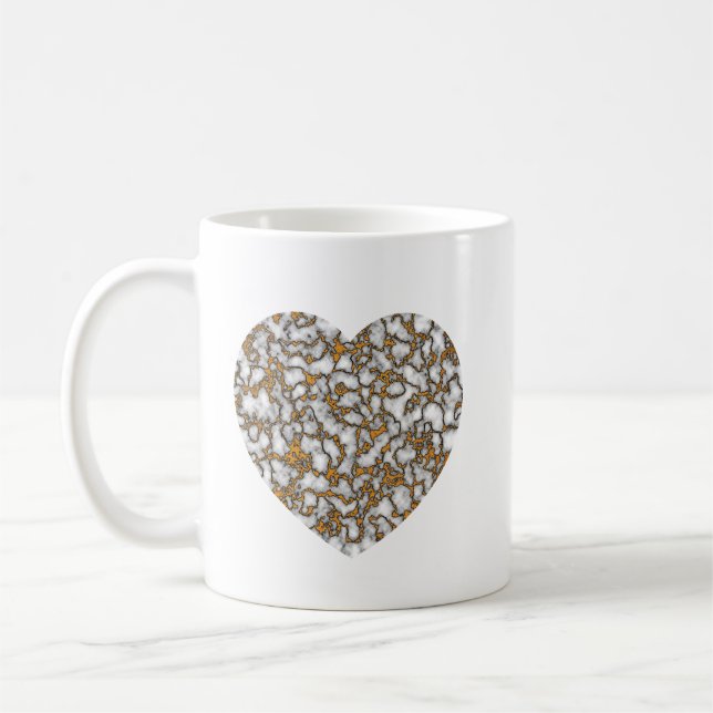 Vackert vitt och Guld Marble Struktur hjärta Kaffemugg (Vänster)