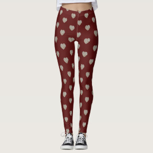 Vackert vitt och Guld Marble Struktur hjärta Leggings