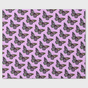 Vackert Watercolor Butterflies Mönster Lila Presentpapper