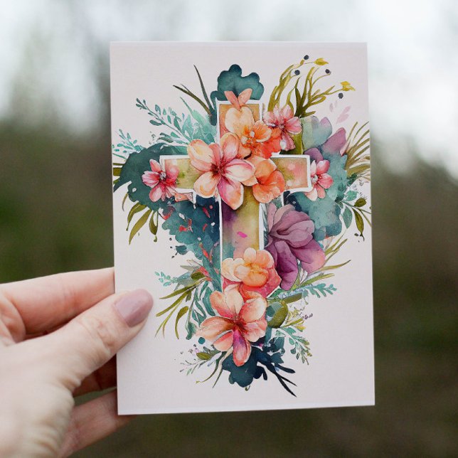 Vackert Watercolor Christian Kor Helgdag Card Helgkort (Skapare uppladdad)