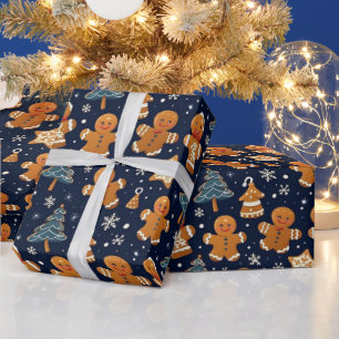 Vackert Watercolor Jul Gingerbröd Presentpapper