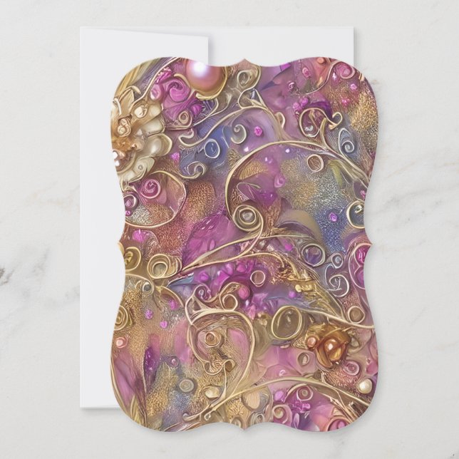 Vackert Whimsical Botanical Victorian Filigree A Anteckningskort (Framsida)